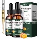 Magnesium Glycinate Liquid Drops Supplement, med Magnesium Glycinate 500mg Ashwagandha, L - Theanine, Chamomile -Support Stress Relief, Bone, Muscle, Mood Mango Flavor 2Pack