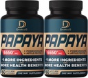 10in1 Pure Papaya Enzymes for Digestion 6550mg 4 Months Support Digestion, Immune & Body Health - Blended med extraherad granatäpple, Apple Pectin, Ginger, gurkmeja, Peppermint - 2 Packs 60 Counts