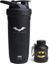 Smartshake DC Comic Bundle - Batman Protein Shaker Bottle - 900ml Leakproof Stainless Steel Water Shaker med 50g Protein Powder Storage Funnel