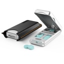 Pill Cutter med Auto Centering Device, Aluminium Pill Splitter med 316L Stainless Blade, Genuine Leather Case, Professional Pill Splitter för att skära små piller eller stora piller (Silver)