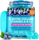 MAREE Vitamin B1 Thiamine & B7 Biotin Gummies - En E D C-vitaminkomplex med Keratin, Collagen, Hyaluronic & Pantothenic Acid för hud, naglar och hår