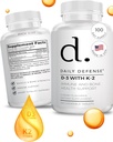 Immunförsvar kompletterar vitamin D3 K2 2000IU för hjärthälsa, daglig immunstöd, mental klarhet och muskelfunktion - 100 tuggbara tabletter