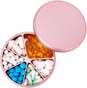 Pill Organizer 6 Compartments Pill Dispenser - Heavy Duty Metal Daily Pill Container, Daily Pill Box Pill Holder, Waterproof Medication Case för vitamin Supplement Medicine Fish Oils, 0.38lb, Pink