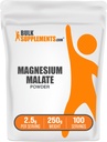 BulkSupplements.com Magnesium Malate Powder - Magnesium Supplements, High Bioavailabilty - Unflavored & Gluten Free, 2.5g per Servering, 250g (8,8 oz) (Pack av 1)