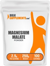 BulkSupplements.com Magnesium Malate Powder - Magnesium Supplements, High Bioavailabilty - Unflavored & Gluten Free, 2.5g per Servering, 250g (8,8 oz) (Pack av 1)