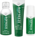 Biofreeze Pain Relief Roll-On 2.5 FL OZ, Gel 3 FL OZ, And Spray 3 FL OZ Variety Pack Topical Pain Reliever For Muscles And Joints From Arthritis, Backache, Strains, Bruises, Sprains (Package May Vary)