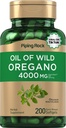Piping Rock Oregano Oil Softgel Capsules 4000mg | 200 piller | Herbal Extract Supplement | Wild Harvested | Non-GMO, Gluten Free