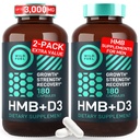 HMB och Vitamin D3 Supplement Capsules - B-Hydroxy B-Methylbutyrate 1000-3 000 MG HMB Supplements with Vitamin D3 - Muscle Growth, Strength, Performance, Pre-Workout, Muscle Recovery - 360 Caps