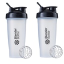 BlenderBottle Classic Shaker Bottle Perfekt för Protein Shakes och Pre Workout, 28oz, Clear / Black (Pack of 2)