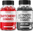 Tart Cherry (90 Gummies) Uric Acid Level Support Powerful Antioxidant with Celery Seed and Activated Charcoal (60 Gummies) Healthy Detox & Cleanse - Formulated from Organic Coconut Shells - USA Made