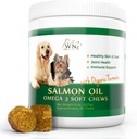 Omega 3 Skin och Coat Chews for Dogs, Dog Salmon Oil Supplement for Joint Pain Relief, Immune Support, Skin and Coat Supplements for Dogs, Chewable Dog Treats for Itchy Skin Relief, 55 Chews, 8 Oz