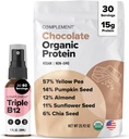 Komplettera organisk choklad Vegan Protein Powder & Triple B12 Spray Bundle - Plant-Based Protein och Essential B12 Supplementation för energi och välbefinnande