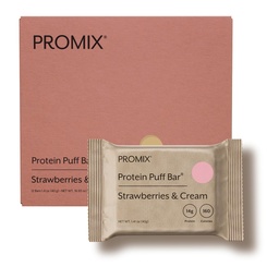 ProMix Nutrition Whey Protein Isolate Puff Bar, Low Carb Healthy Snack med äggviter - Grass Fed, Gluten Free, Low Sugar, Soy Free (Strawberries & Cream) - 12 barer