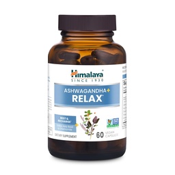 Himalaya Ashwagandha+ Relax, med GABA, Holy Basil & Chamomile for Reset, Relaxation & Stress Relief, Vegan, Gluten Free, 540 mg, 60 vegetariska kapslar, 1 månads leverans