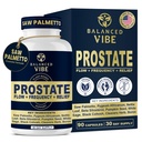 Balanserad Vibe Prostate Support Supplement for Men | Organic Plant-Based Formel med Saw Palmetto, Pygeum & Beta-Sitosterol | Stöder Flow & Comfort, Day and Night | 90 Vegan Capsules
