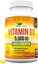 Vitamin D3 5000 IE, 365 Easy-Swallow Softgels, High Strength Vitamin D 5000 IE Supplement - Helårsförsörjning