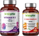 biophix Vitamin K2 MK-7-100 mcg 60 - Gratis vitamin C-1000 30 tabletter - Stöder starka ben immunhälsa