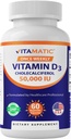 Vitamatic Vitamin D3 50.000 IE (som Cholecalciferol), En gång Weekly Dose, 1250 mcg, 60 Veggie kapslar 1 års leverans, progressiv formel som hjälper vitamin D-brist (60 greve 1)