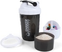 Shaker Bottle - Protein Shaker Cup med lagringskomponenter - Leak-proof Workout Shake Bottles med Mixer för Smooth Mixing-500ML/16oz (WHITE & BLACK)