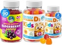 Vitamin D Gummies och Elderberry Gummies - Immunity Mega Boost for Kids and Adults - Vegetarian Gelatin-Free Immune Support Vitaminer för barn