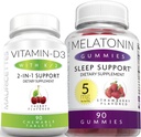 Mauricettes Chewable Vitamin D3 med K2 & Melatonin Gummies Bundle Immune and Sleep Support Bundle för barn och vuxna