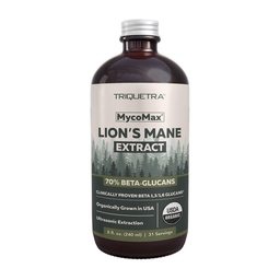 MycoMax Lions Mane Extract - 70% Beta Glucans, Max Potency Organic Lions Mane Supplement, US Grown + Ultrasonic Extraction - 500 mg per portion - Mental Clarity, Focus och Memory - 8 oz.