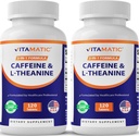 Vitamatiska koffeinpiller med L-Theanin - 300 mg per tablett - 120 vegetariska tabletter (Pack of 2, Total 240 tabletter)