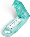 DUBSTAR Pill Cutter Splitter for Small and Tiny Pills, Multiple Pill Cutters for Small or Large Pills, Justerbar Pill Splitter med Centering Device och Blade Guard for Multi Tablets (Cyan)