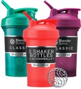 BlenderBottle Classic V2 Shaker Bottle Perfekt för Protein Shakes och Pre Workout, 20-Ounce (3 Pack), Red, Green, Plum