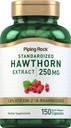 Piping Rock Hawthorn Berry Capsules | 250mg | 150 piller | Herb Extract Supplement | Non-GMO, Gluten Free