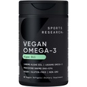 Sportforskning Vegan Omega-3 fiskolja alternativ från Algae Oil - Högsta nivåer av Vegan DHA & EPA fettsyror | Non-GMO Tested & Vegan Certified - 60 Veggie Softgels (Carrageenan Free)