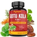 Organiska Gotu Kola extrakt kapslar med Reishi, Cordyceps, Rosemary, Gingko Biloba & Valerian Root - 90 grejer för 3 månader - Stöder hjärna, immunitet, hud och hjärthälsa