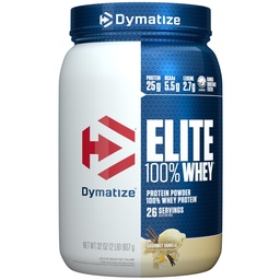 Dymatize Elite 100% Whey Protein Powder, L-Leucine, Quick Absorbing & Fast Digesting för Optimal Muscle Recovery, Gourmet Vanilla, 32 Oz