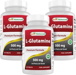 Bästa naturliga L-Glutamin 500mg, 250 tabletter (250 greve av 3)