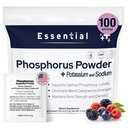 Fosfor Supplements 100 Packets, Dietary Supplements Powder med natriumfosfat och kaliumfosfat, Frukt smaksatt fosfor tilläggspulver för elektrolyt, benhälsa och njurhälsa
