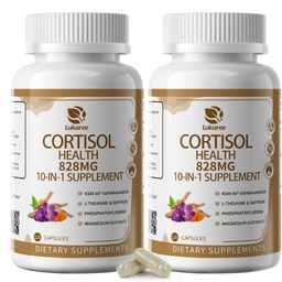 10-IN-1 Cortisol Supplements with Magnesium, Ashwagandha, Chamomile, L-Theanine, Phosphatidylserine, St John's wort, Astragalus, Vitamin C & D3, For Women Men, 240 Vegan Capsules för 4 månader, icke-GMO