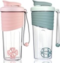Shaker Bottle för proteinblandningar,24 oz (2 Pack), Protein Shaker Bottles med Whisk Ball, Mixer Bottle, Protein Bottle,Portable Pre Workout Whey Protein Drink Shaker Cup, Rosa, Teal