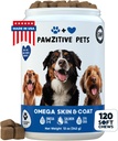 Chews for Dogs, Omega 3 Fish Oil - Dog Coat & Skin Supplement - USA Product - Itch Relief, Hot Spot Treatment - Laxolja för hundar - 120 mjuka behandlingar - Skin Relief, Shedding, Hip & Joint