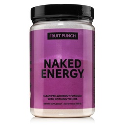 NAKED Fruit Punch Energy - Clean Pre Workout Supplement för män och kvinnor, Vegan Friendly, No Added Sweeteners, Colors or Flavors - 30 portioner