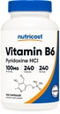 Nutricost Vitamin B6 (Pyridoxin HCl) 100mg, 240 kapslar
