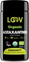 LOOV Natural Organic Astaxanthin 12mg - 60-Day Supply - Max Strength Antioxidant - Eye, Joint, Skin, Immunity - från Microalgae - Non-GMO, Vegan, Hållbar