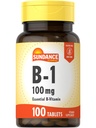 Sundance Vitamin B-1 | 100mg | 100 tabletter | Vitamin Supplement | Vegetarian, icke-GMO och Gluten Free Formel