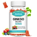 Ginkgo Biloba Gummies för kvinnor och män, Brain Supplement Förbättra bättre humör och fokus, Vegan Mixed Berry Flavor 60 Count