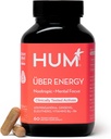 HUM Uber Energy Adrenal Energy Support Supplement with Ashwagandha Root, Ginseng, B Vitamins, Vitamin B6, B5, and Adaptogens, Supplements for Adrenal Fatigue Support, 60 Vegan Capsules