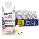 Säkerställ Max Protein Shake | Franska Vanilla | Redo att dricka | 30 g protein för muskelhälsa | 1g socker, 4g fiber | 11 fl oz, 12 Pack