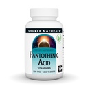Källa Naturals Pantothenic Acid 100 mg Vitamin B-5 Kosttillskott - 250 tabletter