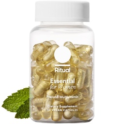 Ritual Essential for Women Prenatal Multivitamin: Folate & Choline for Neural Tube Support, Omega-3 DHA for Fetal Brain Development, Iron, Calcium-Helper D3 & K2, Non-GMO, Vegan, Mint, 30 dagar