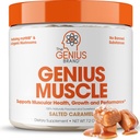 Genius Brand Genius Muscle - Muscle Health Supplement for Growth, Endurance & Recovery - Non-Hormonal Formel - 6 Organiska svampar - Naturligtvis - 30 portioner - Saltad karamell