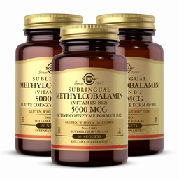 Solgar Methylcobalamin (Vitamin B12) 5000 mcg, 60 Nuggets (Pack of 3) - Cherry Flavor - Stöder Energi Metabolism - Body-Ready, Active Form - Non-GMO, Vegan, Gluten Free - 180 Total Servings