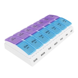 EZY DOSE Weekly AM/PM Pill Organizer, 7-Day Vitamin Container och Daily Medication Box med stora Pop-Out Compartments, 2 Times a Day Pill Holder, blå och lider, Travel-Friendly Design
